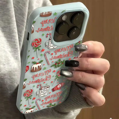 Christmas cake lollipop red Stars Phone Cases for iPhone 11 12 13 14 15 16 17 Pro Max Air Plus Shockproof Soft TPU Cover Case