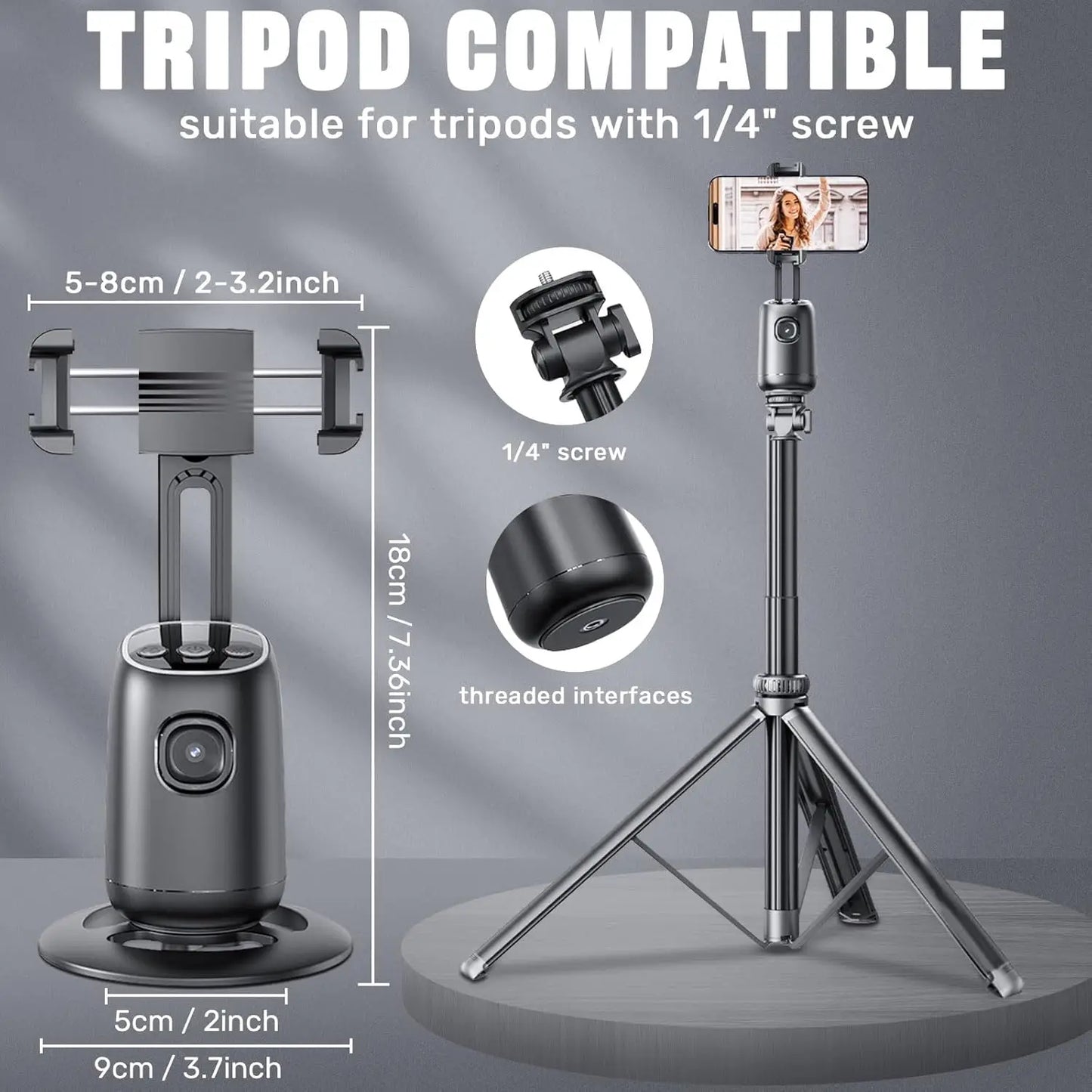 Auto Face Tracking Tripod,360°Rotation Tracking Gesture Control Stand,SmartPhone Camera