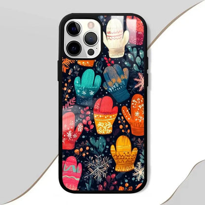 Christmas Gloves Cool Phone Case For IPhone 16 15 14 13 12 11 Pro Max Plus Mini Plus Hard Mirror Surface Protect Funda