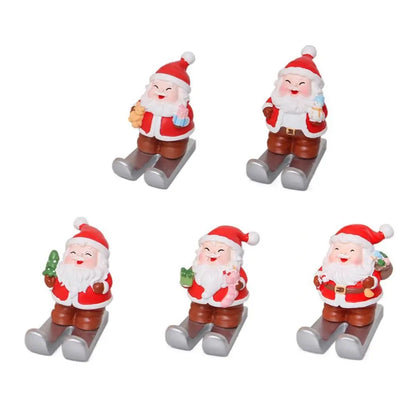 Christmas Style Santa Claus Phone Holder Cartoon Snowman/Penguin/Elk Phone Stand Resin Simulation Phone Support Home Desk