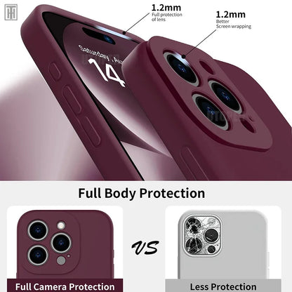 Luxury Silicone Antiskid Phone Case For iPhone 17 Air 16 15 14 13 11 12 Pro Max 16 Plus Shockproof Full Lens Protection Cover
