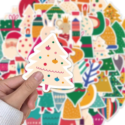 64PCS Creative Christmas Cute Cartoon Stickers Phone Case Decoration DIY Notebook Water Cup Phone Case Personalized Stickers