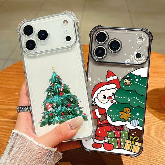 Christmas Tree Gifts Phone Case For iPhone Air 17 Pro 16 15 Pro Max 14 13 12 Pro 11 Shockproof Soft Silicone Transparent Cover
