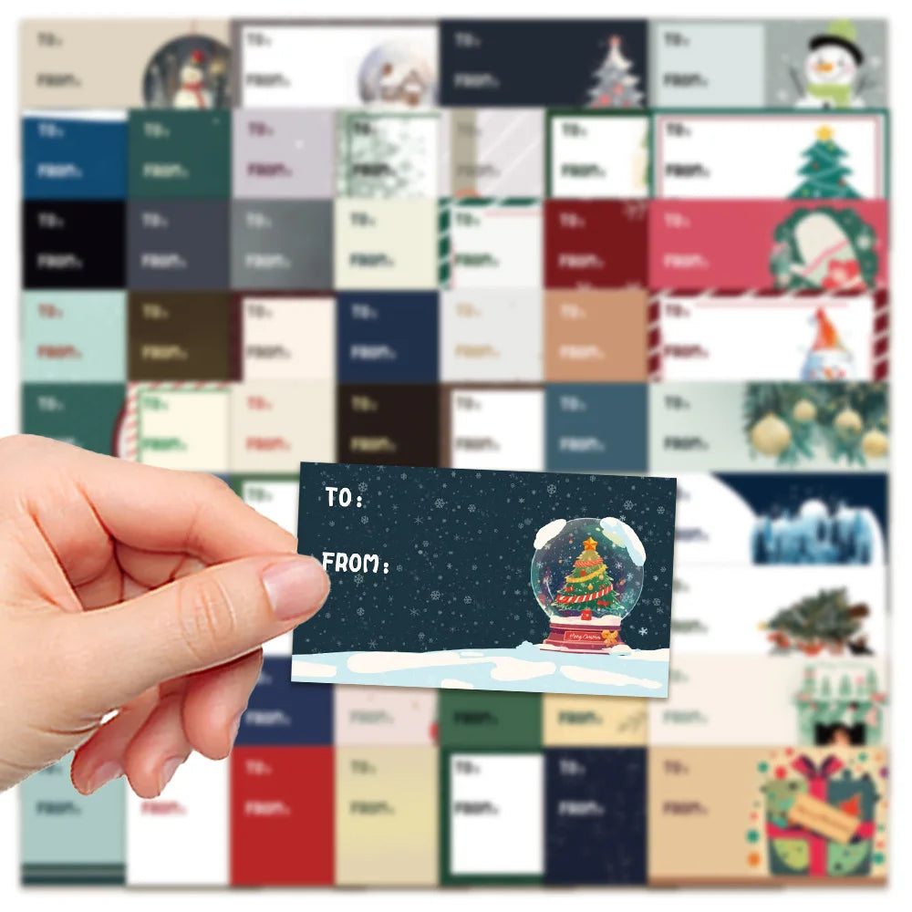60PCS Christmas Stickers Christmas Gifts Handwritten Phone Cases Decoration Waterproof Stationery Stickers
