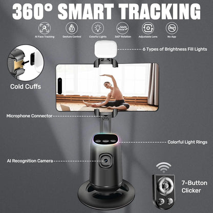 Auto Face Tracking Tripod,360°Rotation Tracking Gesture Control Stand,SmartPhone Camera