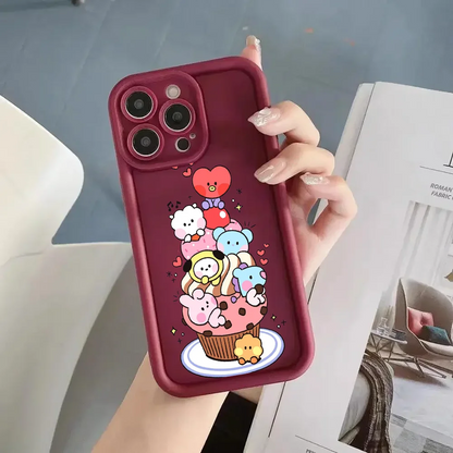 K-POP phone case FUNDA Phone Case For iPhone 16 12 13 14 Fashion 15 Pro Max Plus B-BT21S Lens Circle