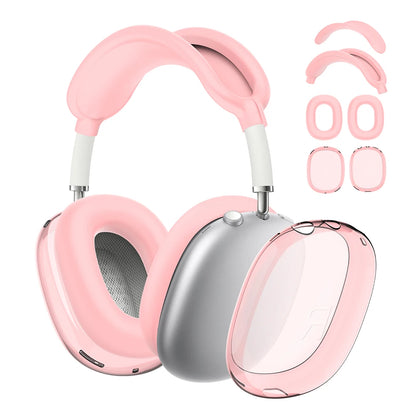 4 in 1 Silicone + TPU Clear Cover Case Shockproof Ear Pad Ear Cups Headband Cover Ear Cushion/Ear Muff Protector for AirPods Max