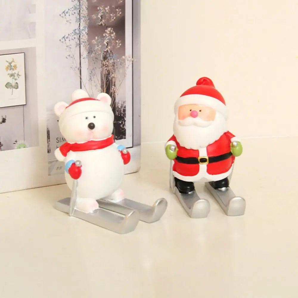 Christmas Style Santa Claus Phone Holder Cartoon Snowman/Penguin/Elk Phone Stand Resin Simulation Phone Support Home Desk