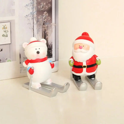 Christmas Style Santa Claus Phone Holder Cartoon Snowman/Penguin/Elk Phone Stand Resin Simulation Phone Support Home Desk
