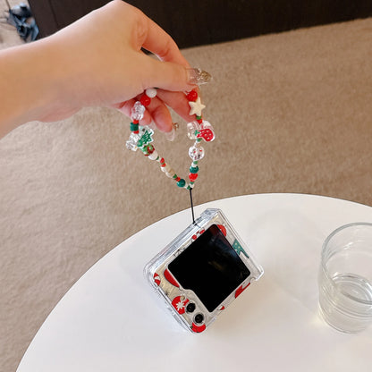 Cartoon Christmas Element Pattern Folding Phone Case for Galaxy Z Flip 3 4 5 6 Cute Phone Accessories Christmas Gift