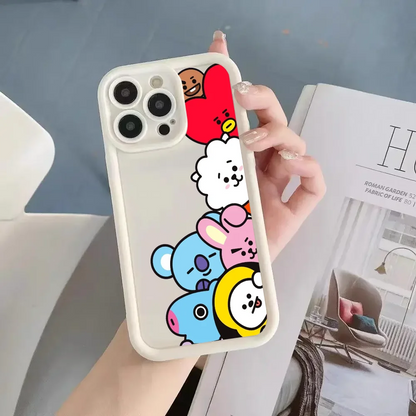 K-POP phone case FUNDA Phone Case For iPhone 16 12 13 14 Fashion 15 Pro Max Plus B-BT21S Lens Circle