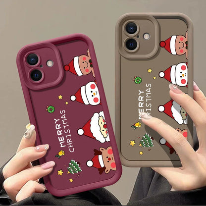 Merry Christmas Phone Case For iPhone 16e 16 Pro Max 15 14 Plus 13 12 Pro Max 11 Soft TPU Silicone Back Cover New Year Gift