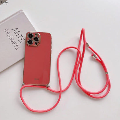 Crossbody lanyard Plating Phone Case For Nothing Phone 2 Soft TPU Lens protection Shockproof Back Cover For Nothing Phone 3A Pro