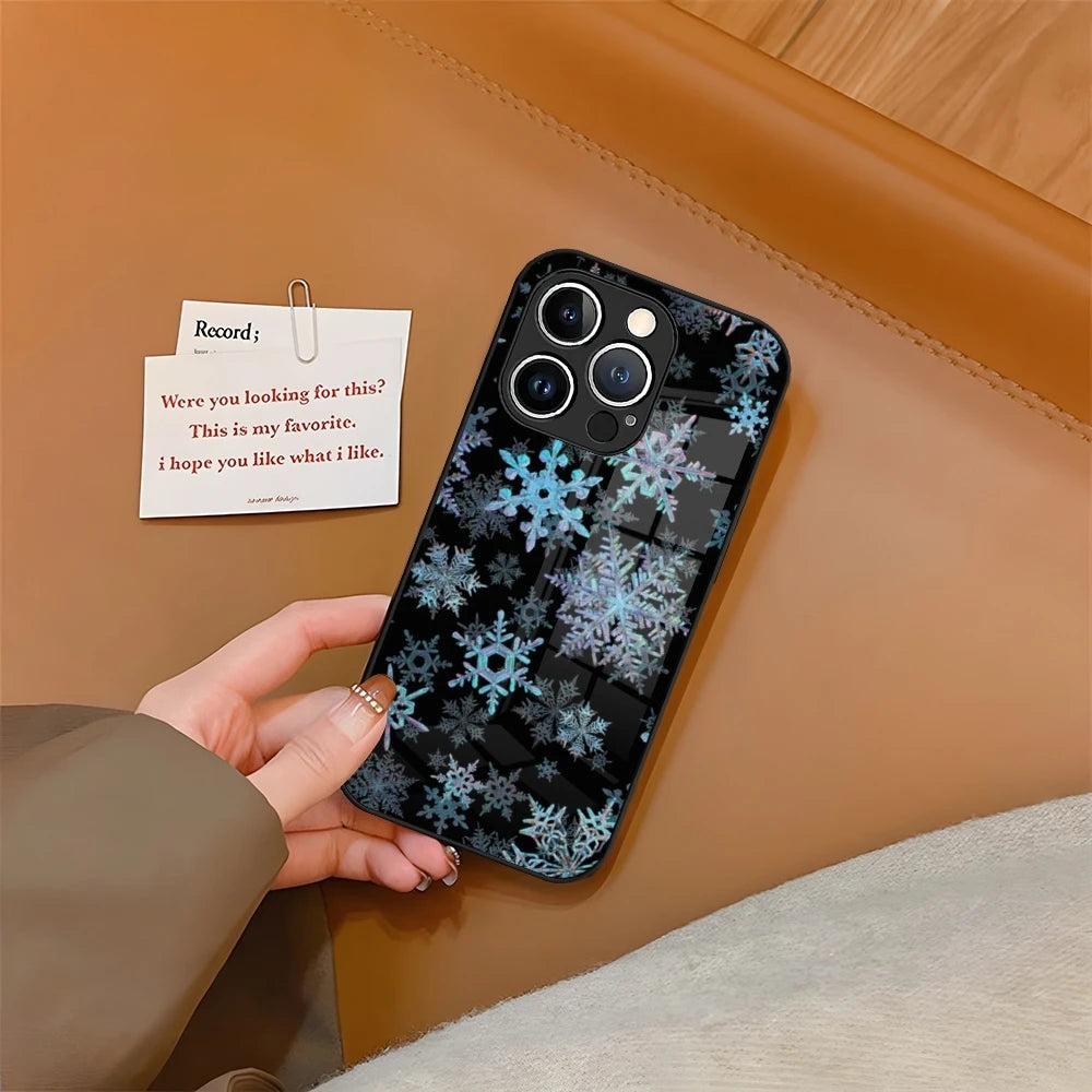 Christmas Phone Case Tempered Glass For iPhone 16 15 13 14 12 11 Pro XS Max Plus Mini SE2020 Coque