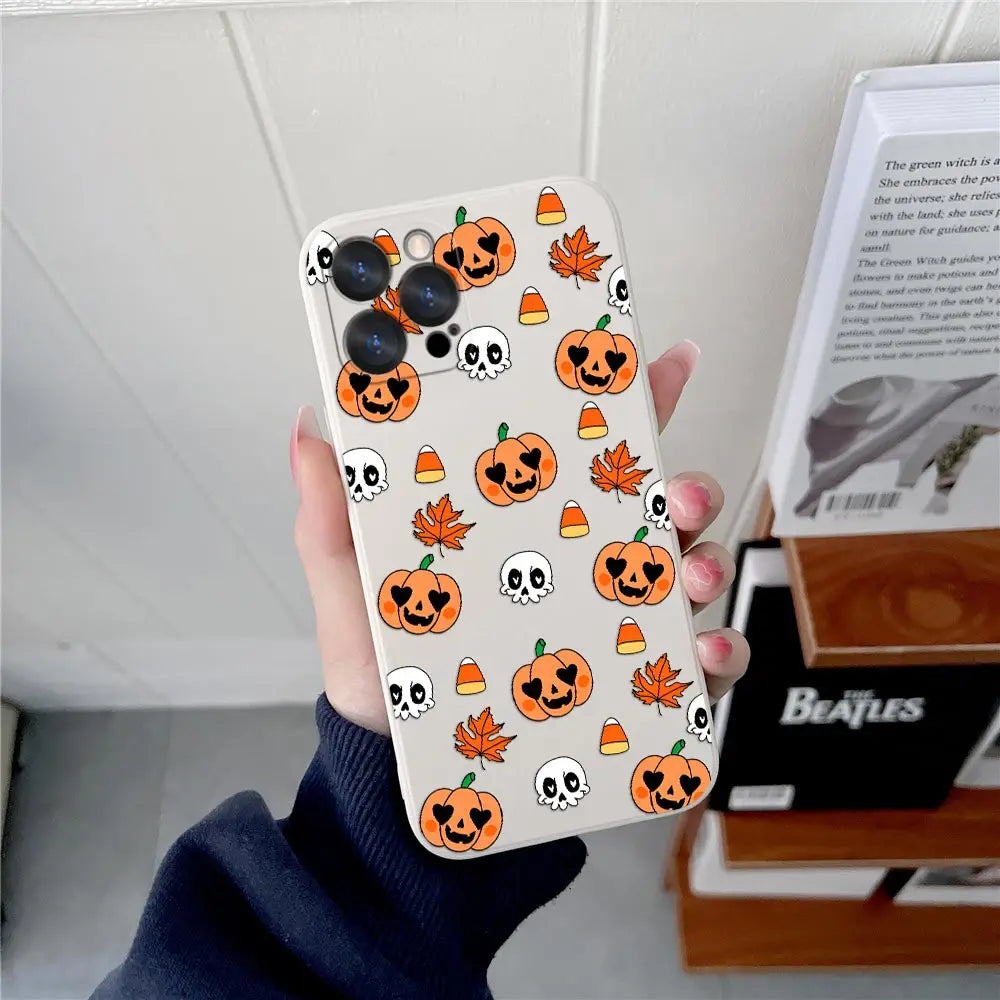Pumpkin Halloween Happy Phone Case For iPhone 17 16 15 14 13 12 11 Pro Max Cases For iPhone 17 Air 16 Plus 16E XS Silicone Cover