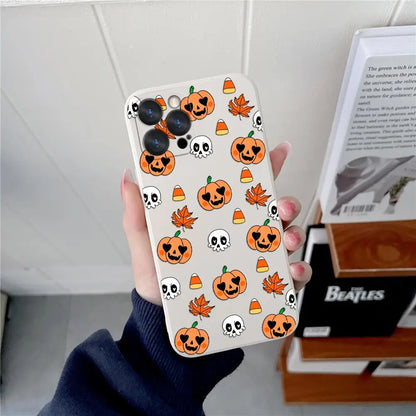 Pumpkin Halloween Happy Phone Case For iPhone 17 16 15 14 13 12 11 Pro Max Cases For iPhone 17 Air 16 Plus 16E XS Silicone Cover