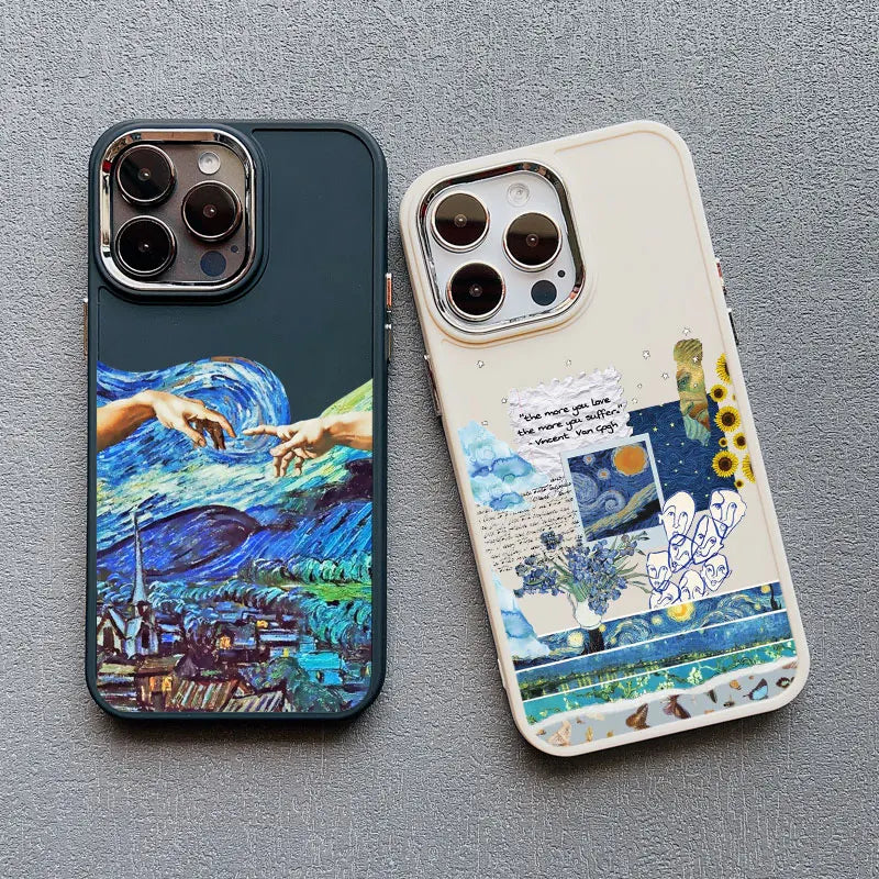 Art Painting Silicone Phone Cases For iPhone 11 12 13 14 15 Pro Max X XS XR 7 8 Plus SE 2020 15 14 Plus Shockproof Case Cover