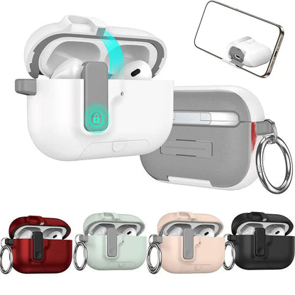Phone Stand Case for Airpods Pro 3 Security Lock Cover Shockproof TPU+PC Headphone Fundas for AirPods Pro3 Pro 3rd Gen