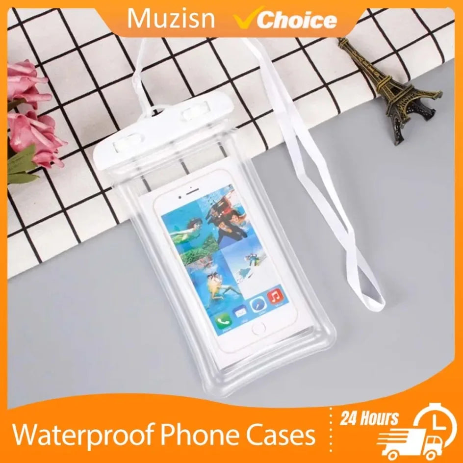 2025 Waterproof Swimming Mobile Phone Cases Macron AirBag Hanging Neck Cases Diving Skiing Phone Bag for All Phones 7 Inch