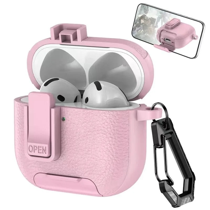 Can be used in mobile phone holders For AirPods Pro 3 Case Shockproof Protective Cover For AirPods 1 2 3 4 Pro Leather Bracket