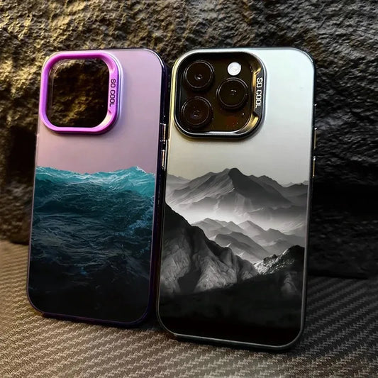 Phone Case For iPhone 16E Cases For iPhone 16 15 14 13 11 12 Pro Max 16 15 14 Plus New Colorful Mountain View Print Phone Cover