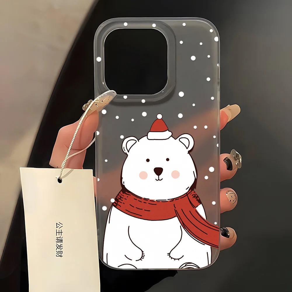 Christmas Cartoon Cute Phone Case For iPhone 11 Case iPhone 13 12 14 15 16 Pro Max Plus 12 13Mini Shockproof Soft Silicone Cover