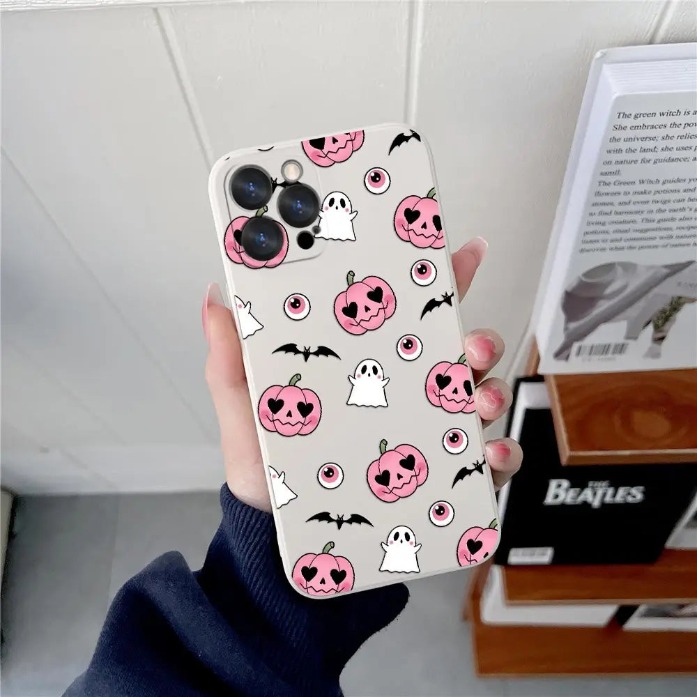 Pumpkin Halloween Happy Phone Case For iPhone 17 16 15 14 13 12 11 Pro Max Cases For iPhone 17 Air 16 Plus 16E XS Silicone Cover