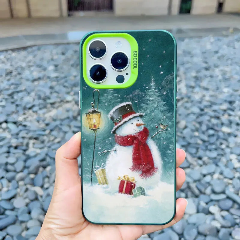 Christmas New Year Gifts Elk Snow Phone Case For iPhone 13 14 Pro Max 16 15 11 12 Mini Pro Max 15 14 Plus Shockproof Laser Cover