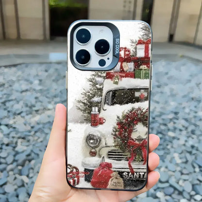 Christmas New Year Gifts Elk Snow Phone Case For iPhone 13 14 Pro Max 16 15 11 12 Mini Pro Max 15 14 Plus Shockproof Laser Cover
