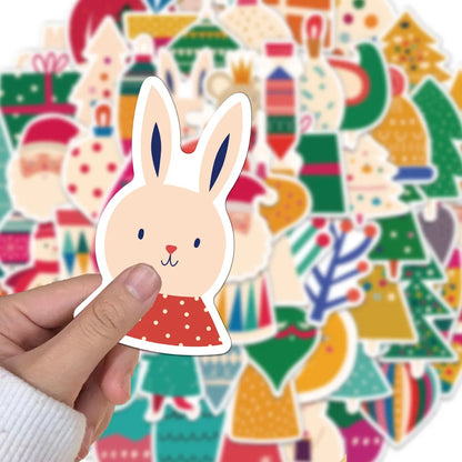 64PCS Creative Christmas Cute Cartoon Stickers Phone Case Decoration DIY Notebook Water Cup Phone Case Personalized Stickers