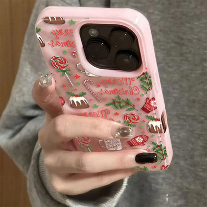 Christmas cake lollipop red Stars Phone Cases for iPhone 11 12 13 14 15 16 17 Pro Max Air Plus Shockproof Soft TPU Cover Case