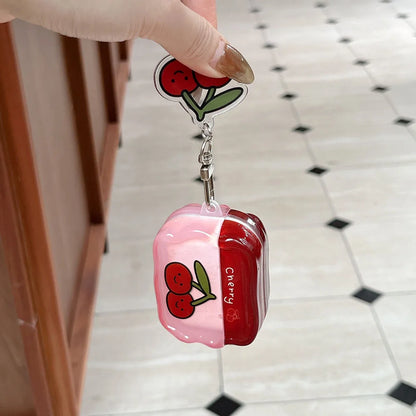 Earphone Case For AirPods 4 ANC Pro 2 Cute Fruit Cherry Avocado Protecitve Cover For Air Pods 1 2 3 4th Soft Case with Keychain