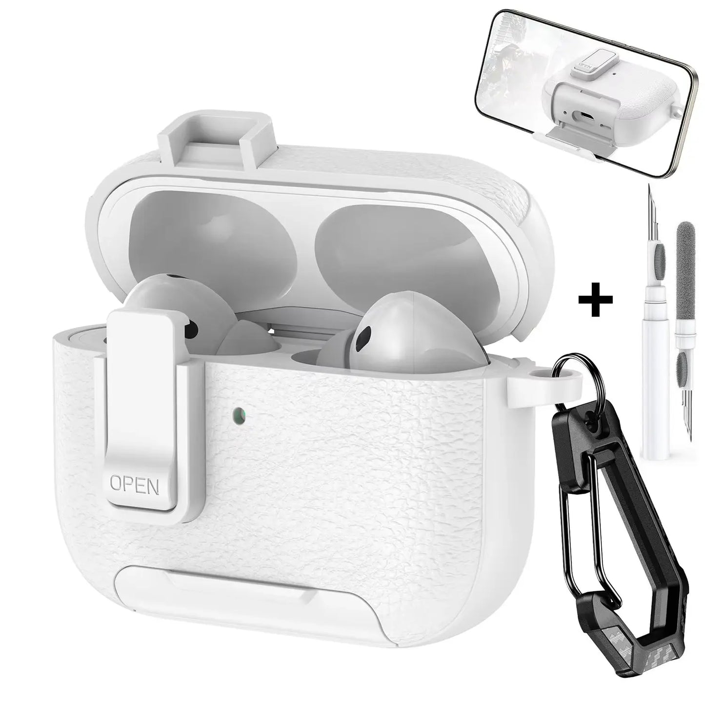 for AirPods Pro 3 Case with Phone Stand&Safety Lock Shockproof Protective Cover with Cleaner Kit for Women Men for AirPods Pro 3
