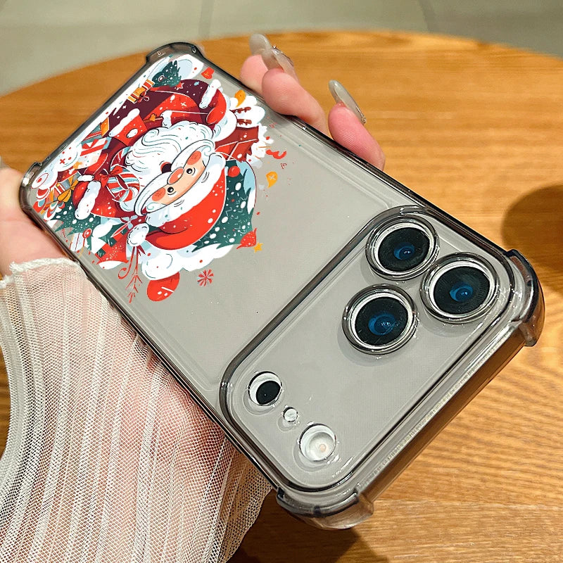 Christmas Tree Gifts Phone Case For iPhone Air 17 Pro 16 15 Pro Max 14 13 12 Pro 11 Shockproof Soft Silicone Transparent Cover