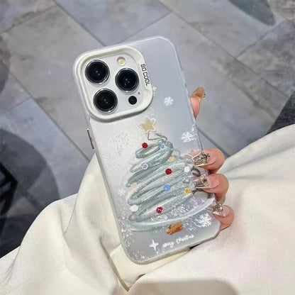 ins Snowflake Christmas Tree Phone Case For iPhone 16 Pro Max 15 Pro 14 13 12 11 Glitter Y2K Christmas Phone Cases For iPhone 15