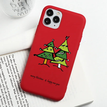 Christmas Gift Phone Case For iPhone 16 15 12 13 14 11 Pro Max Mini Cute Reindeer Santa Cover For iPhone XS X XR SE 8 Plus Shell