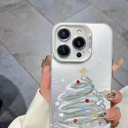 ins Snowflake Christmas Tree Phone Case For iPhone 16 Pro Max 15 Pro 14 13 12 11 Glitter Y2K Christmas Phone Cases For iPhone 15