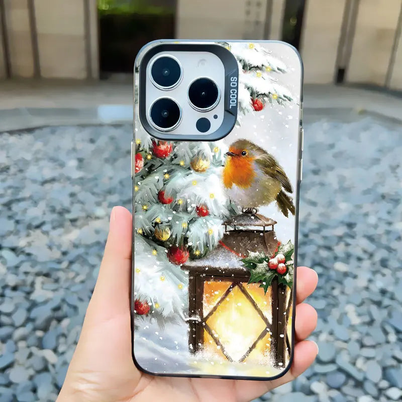 Christmas New Year Gifts Elk Snow Phone Case For iPhone 13 14 Pro Max 16 15 11 12 Mini Pro Max 15 14 Plus Shockproof Laser Cover