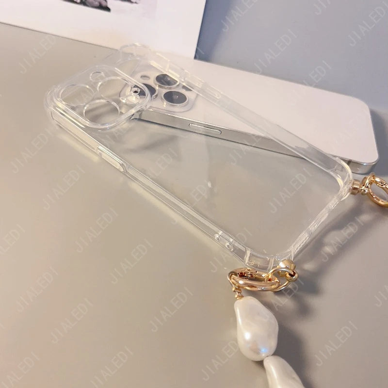 Pearl Bracelet Chain Phone case For iPhone 16 15 14 13 12 11 Pro X XS Max XR 7 8 Plus Shockproof Protection Cover