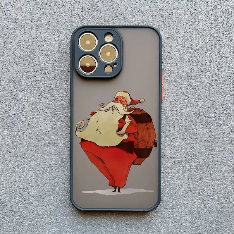 Luxury Cartoon Christmas Phone Cases for IPhone 11 12 13 Mini Pro Max 14 15 16 Pro Max Plus XS XR X Simple Santa Shockproof Case