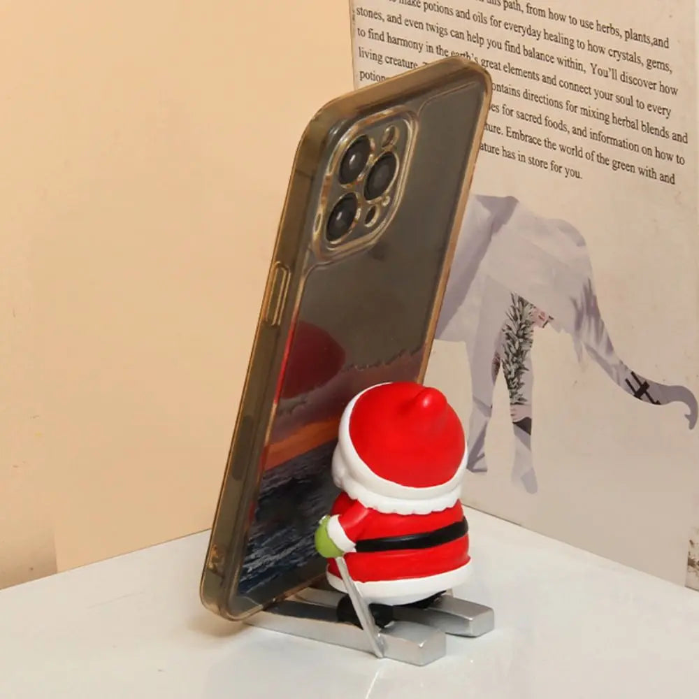 Christmas Style Santa Claus Phone Holder Cartoon Snowman/Penguin/Elk Phone Stand Resin Simulation Phone Support Home Desk