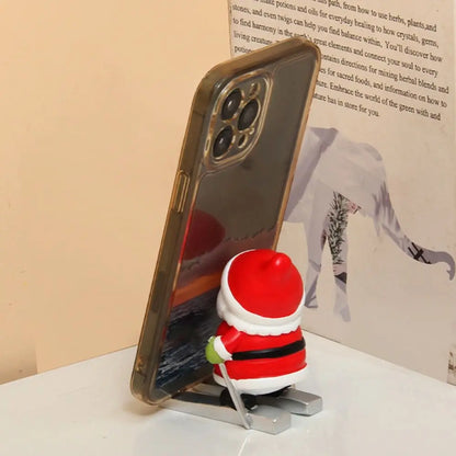 Christmas Style Santa Claus Phone Holder Cartoon Snowman/Penguin/Elk Phone Stand Resin Simulation Phone Support Home Desk