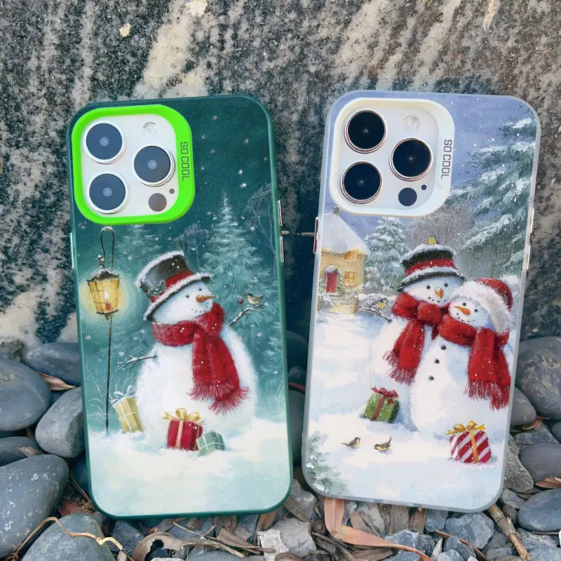 Christmas New Year Gifts Elk Snow Phone Case For iPhone 13 14 Pro Max 16 15 11 12 Mini Pro Max 15 14 Plus Shockproof Laser Cover