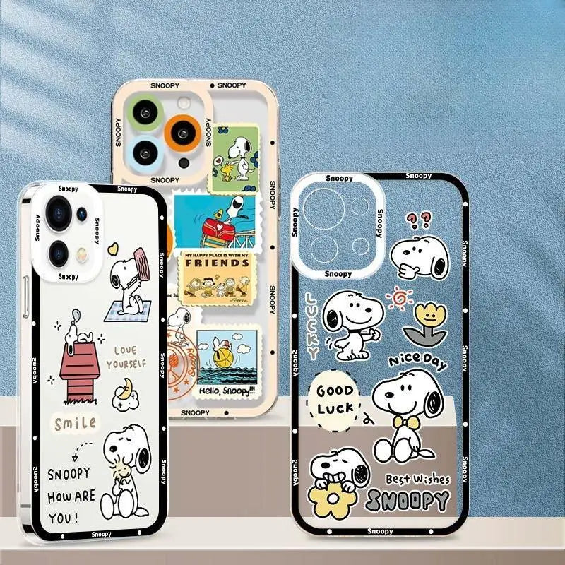 Cute Snoopy Phone Case for Iphone 17 16 15 Pro Max 11 12 13 14 Pro Max 16 14 Plus 12 13 Mini 17 Pro Clear Transparent Soft Cover