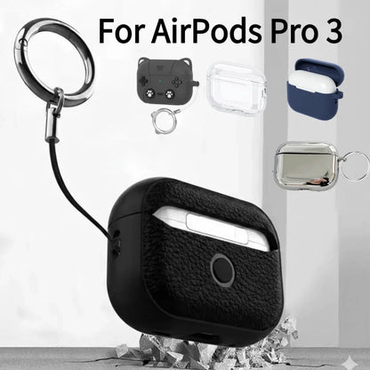 For AirPods Pro 3 Case Cover with Metal Buckle Luxury TPU Protective Full Cover Case Shockproof Scratchproof