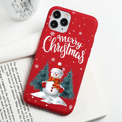 Christmas Gift Phone Case For iPhone 16 15 12 13 14 11 Pro Max Mini Cute Reindeer Santa Cover For iPhone XS X XR SE 8 Plus Shell