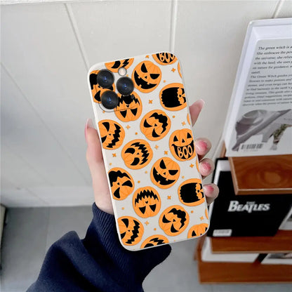 Pumpkin Halloween Happy Phone Case For iPhone 17 16 15 14 13 12 11 Pro Max Cases For iPhone 17 Air 16 Plus 16E XS Silicone Cover