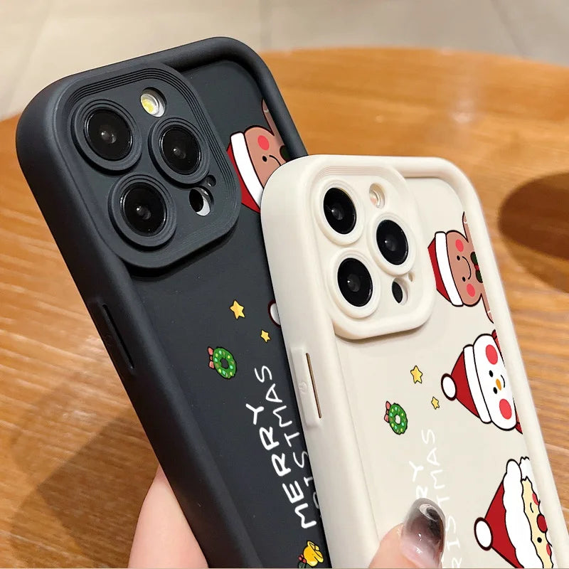 Merry Christmas Phone Case For iPhone 16e 16 Pro Max 15 14 Plus 13 12 Pro Max 11 Soft TPU Silicone Back Cover New Year Gift