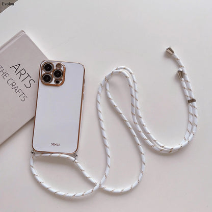 Crossbody lanyard Plating Phone Case For Nothing Phone 2 Soft TPU Lens protection Shockproof Back Cover For Nothing Phone 3A Pro