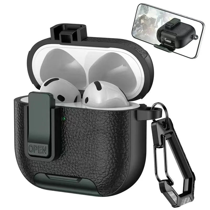 Can be used in mobile phone holders For AirPods Pro 3 Case Shockproof Protective Cover For AirPods 1 2 3 4 Pro Leather Bracket